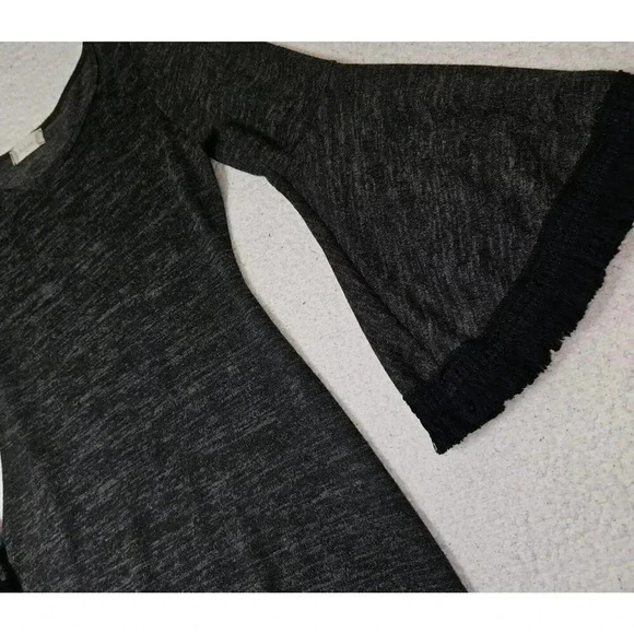 Altar'd State Size Medium Black & Gray Boho Fringe Bell Sleeve Mini Dress - Picture 4 of 12